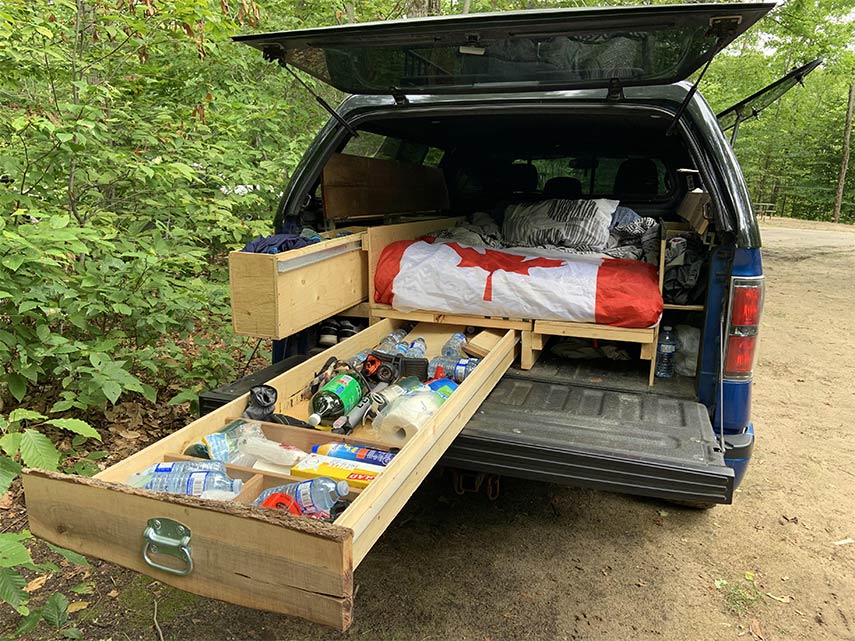 Truck Bed Camping Set Up