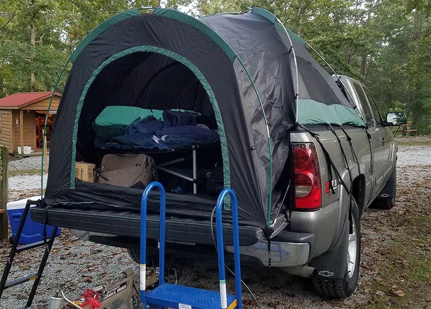 Truck Bed Camping Set Up